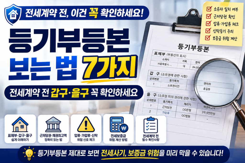 등기부등본 보는 법과 전세계약 전 갑구 을구 근저당 확인 방법