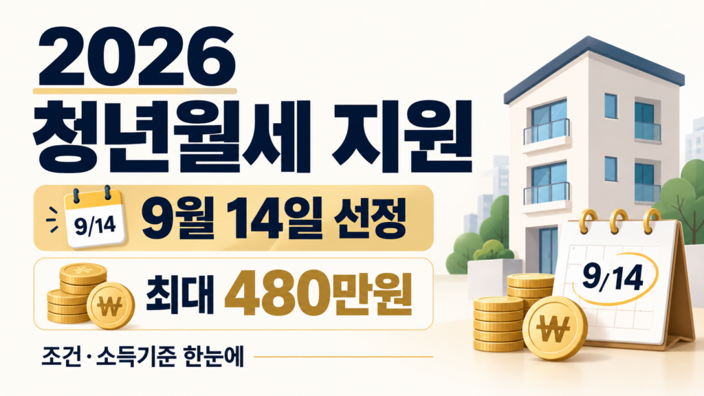 2026 청년월세 지원 9월 14일 선정과 최대 480만원 조건