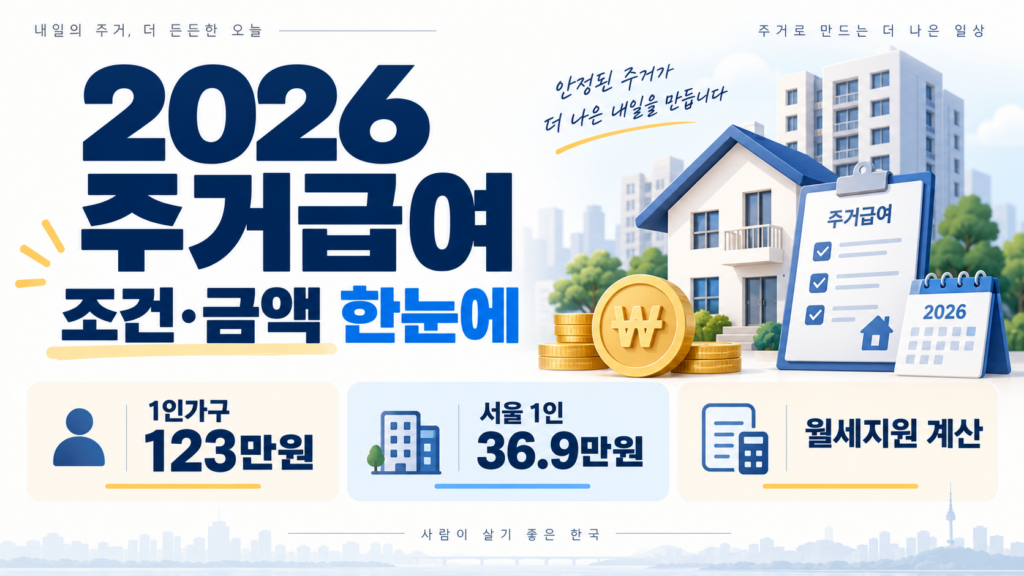 2026 주거급여 조건과 소득기준 및 월세 지원금 계산 방법