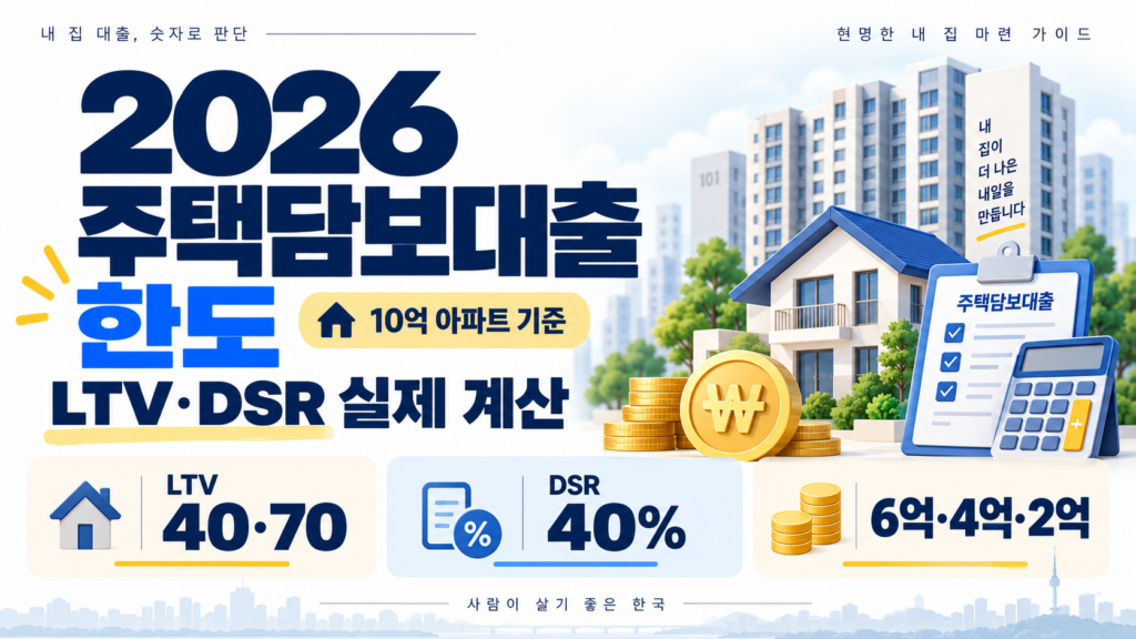 2026 주택담보대출 한도와 LTV DSR 계산 방법